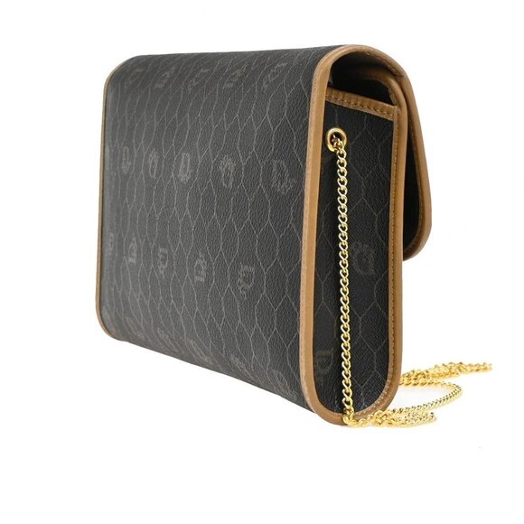 CHRISTIAN DIOR Logos Honeycomb Chain Shoulder Bag PVC Leather Brown Gold 38EF277 - Picture 4 of 16